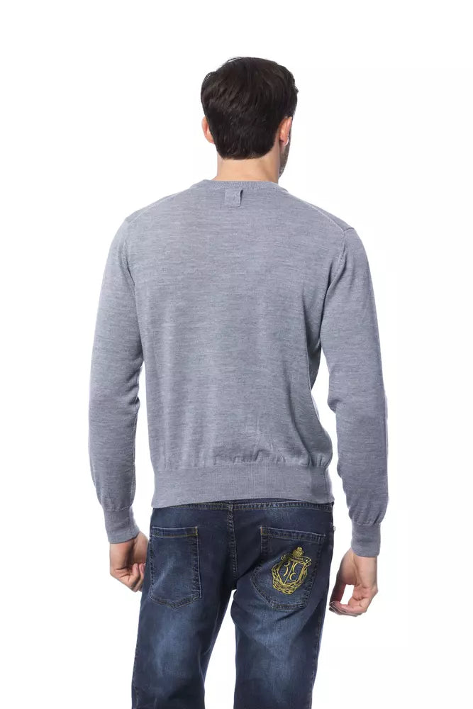 Billionaire Italian Couture Gray Merino Wool Men Sweater | Regal Royce