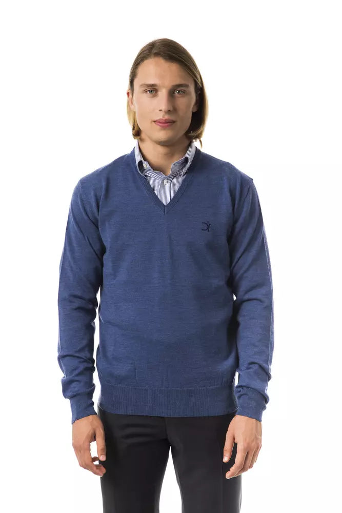 Uominitaliani Blue Merino Wool Men's Sweater | Regal Royce