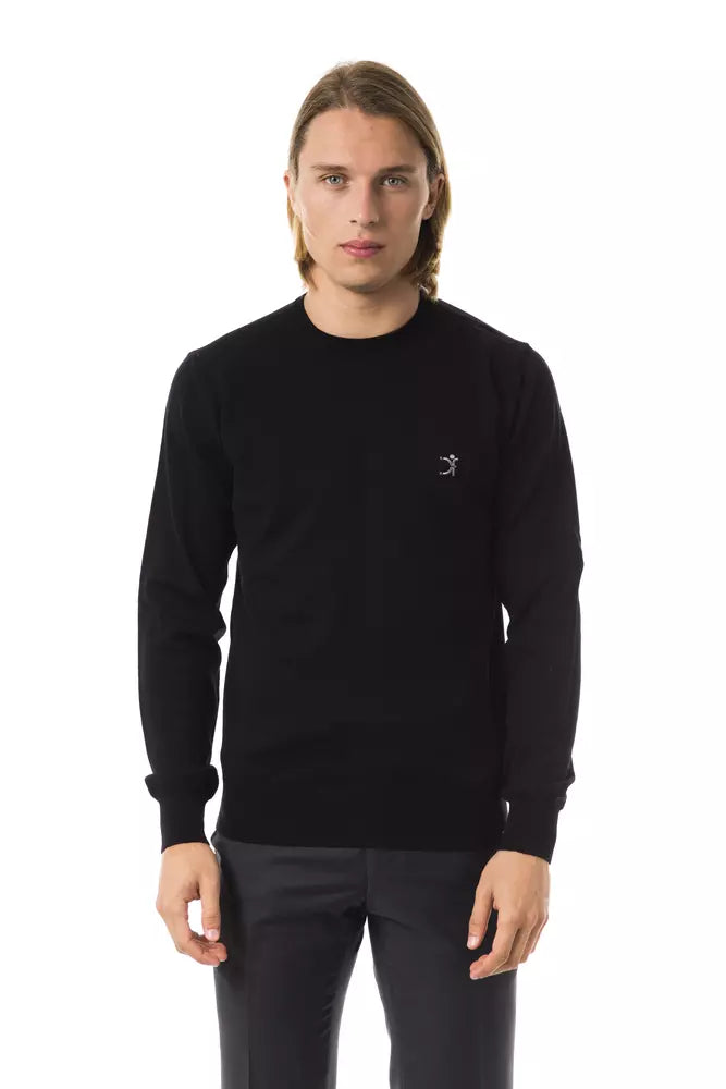 Uominitaliani Black Merino Wool Men's Sweater | Regal Royce