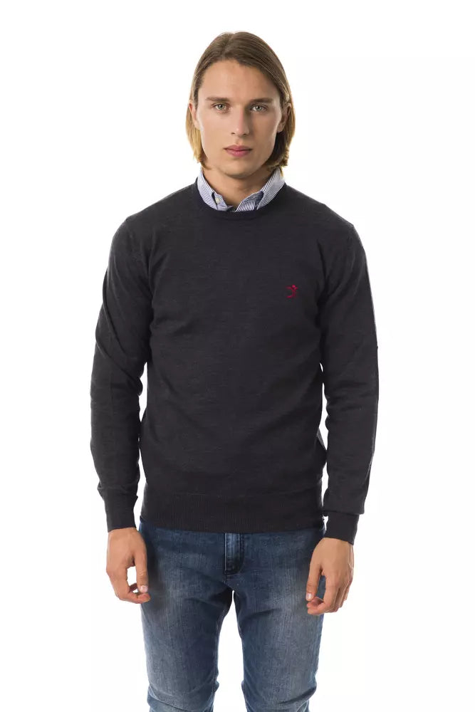 Uominitaliani Gray Merino Wool Men Sweater | Regal Royce