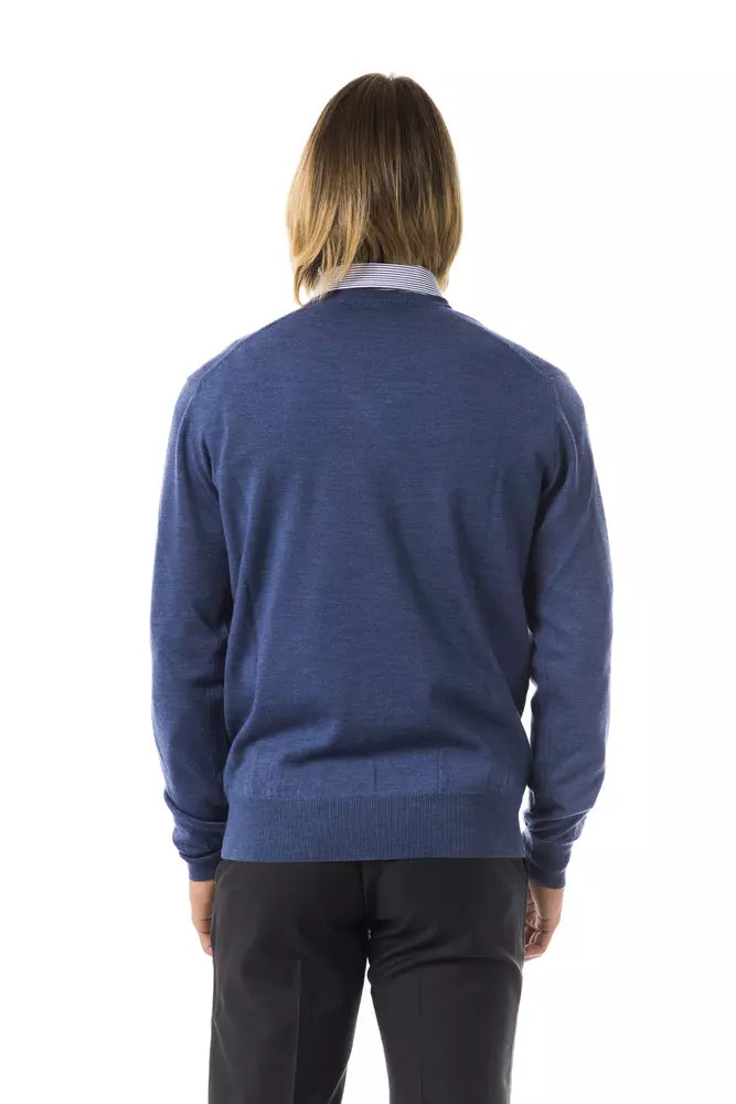 Uominitaliani Blue Merino Wool Men's Sweater | Regal Royce