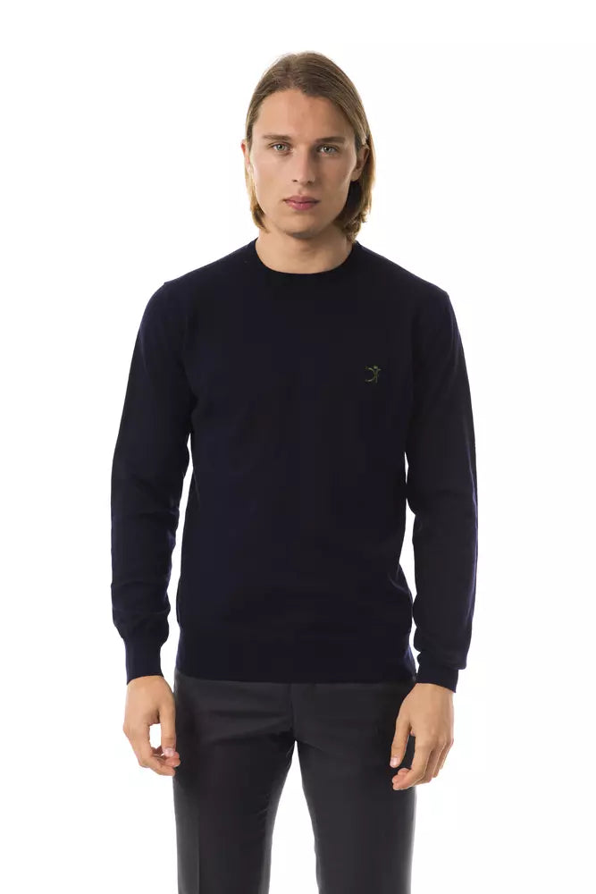 Uominitaliani Blue Merino Wool Men Sweater | Regal Royce