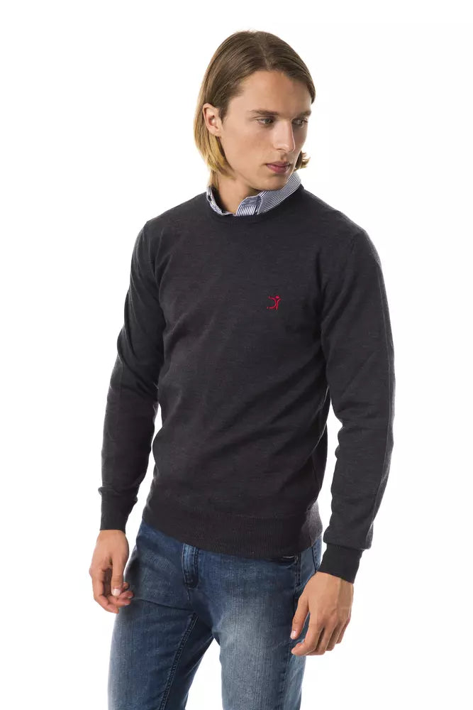 Uominitaliani Gray Merino Wool Men Sweater | Regal Royce