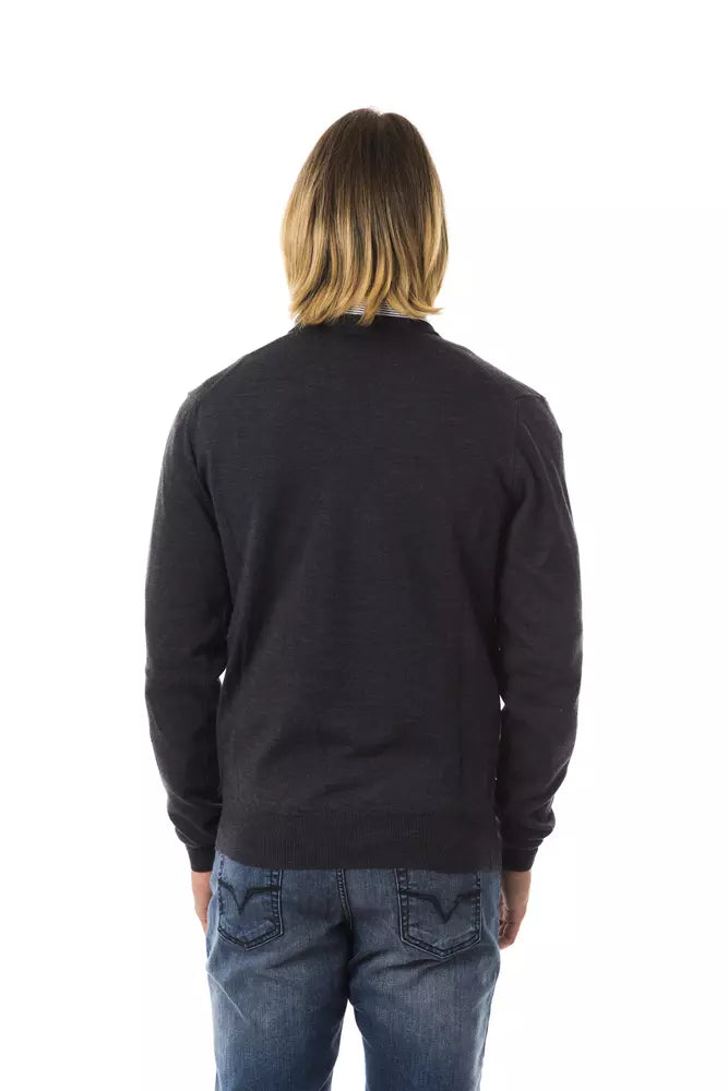 Uominitaliani Gray Merino Wool Men Sweater | Regal Royce
