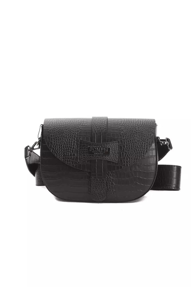 Pompei Donatella Black Leather Women Crossbody | Regal Royce