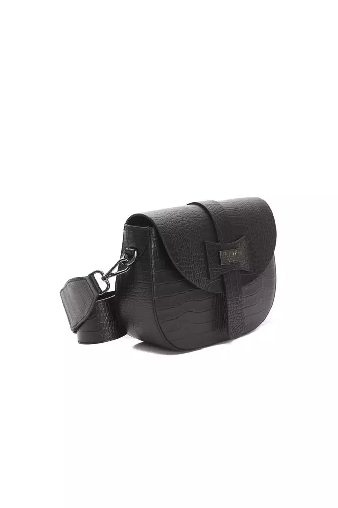 Pompei Donatella Black Leather Women Crossbody | Regal Royce