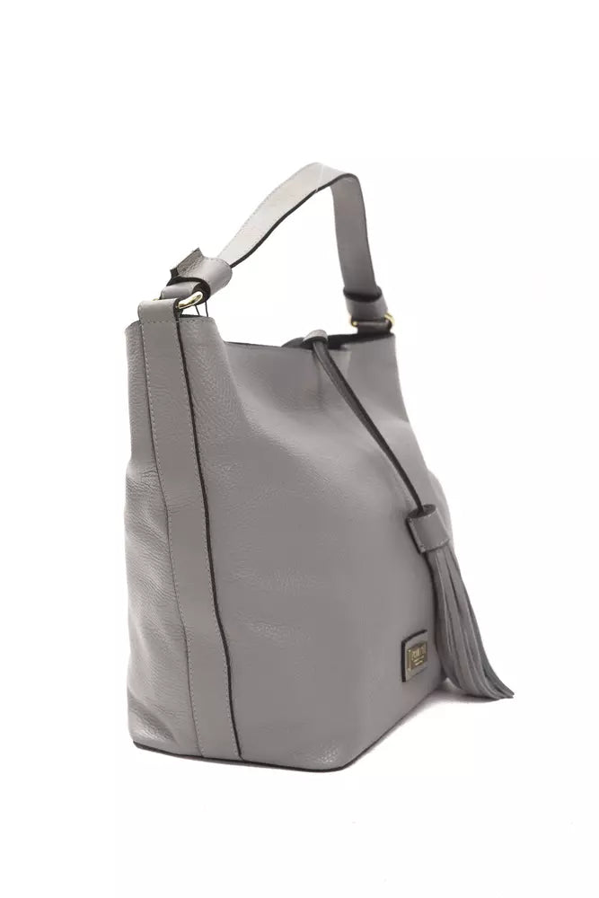 Pompei Donatella Gray Leather Women Shoulder Bag | Regal Royce