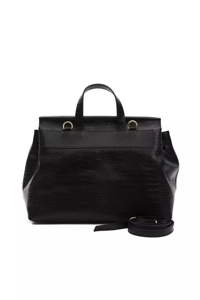 Pompei Donatella Black Leather Women Shoulder Bag | Regal Royce