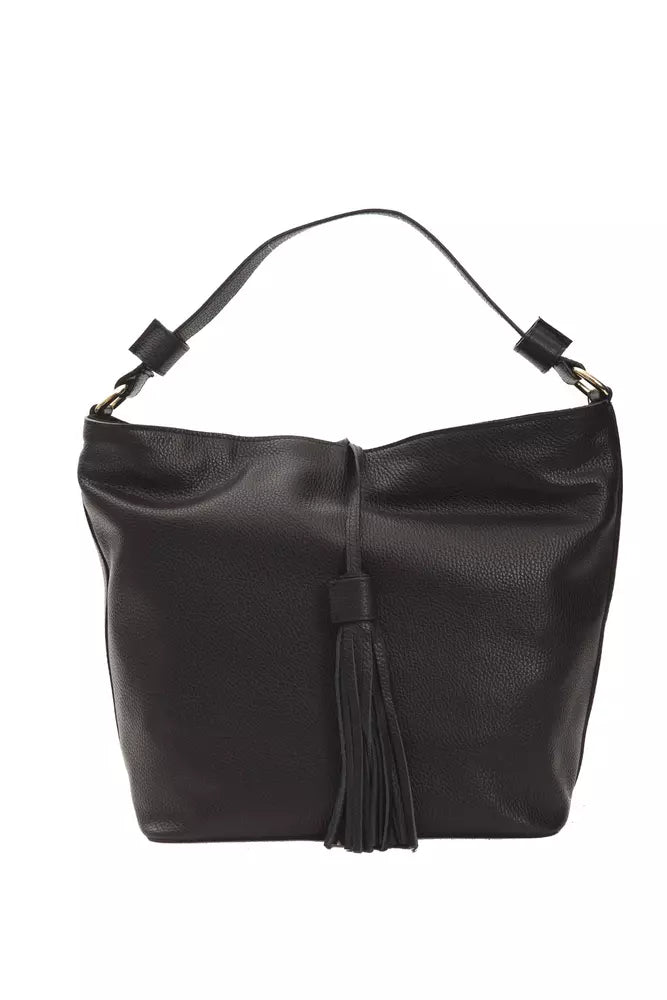 Pompei Donatella Black Leather Women Shoulder Bag | Regal Royce