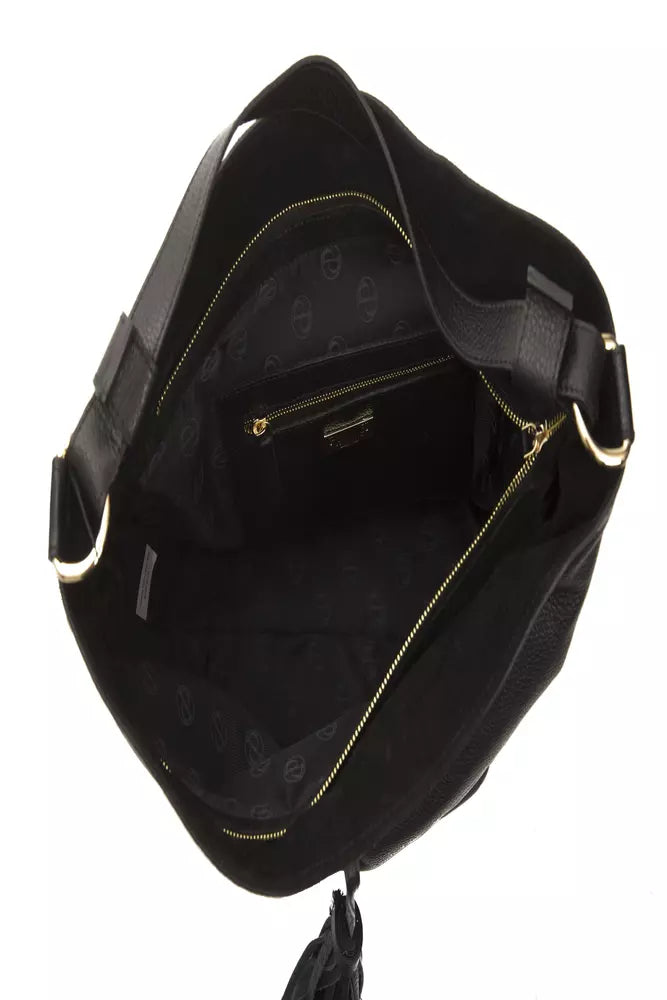 Pompei Donatella Black Leather Women Shoulder Bag | Regal Royce