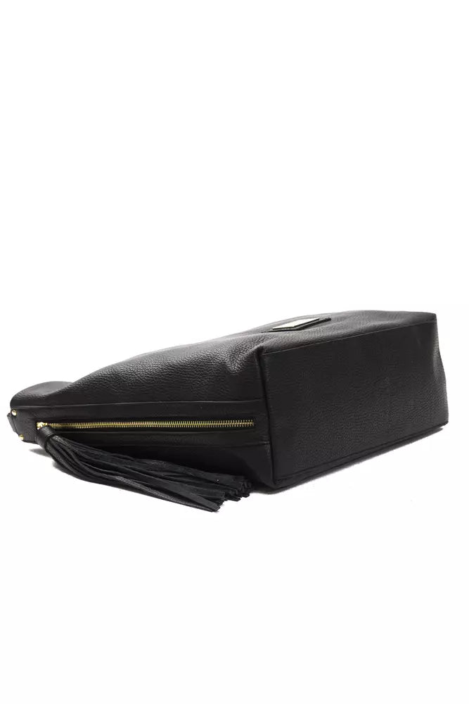 Pompei Donatella Black Leather Women Shoulder Bag | Regal Royce