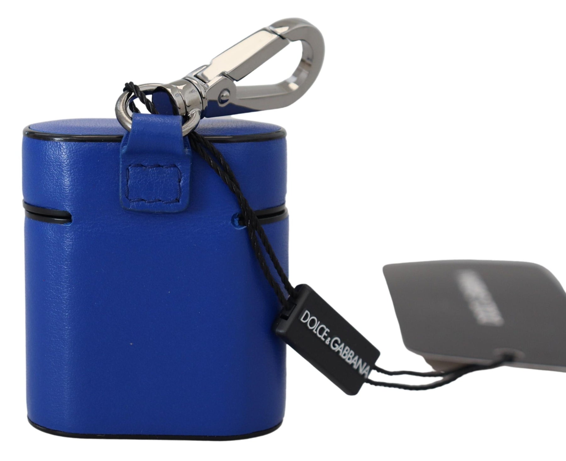 Dolce & Gabbana Blue Leather Silver Metal Logo Airpods Case | Regal Royce