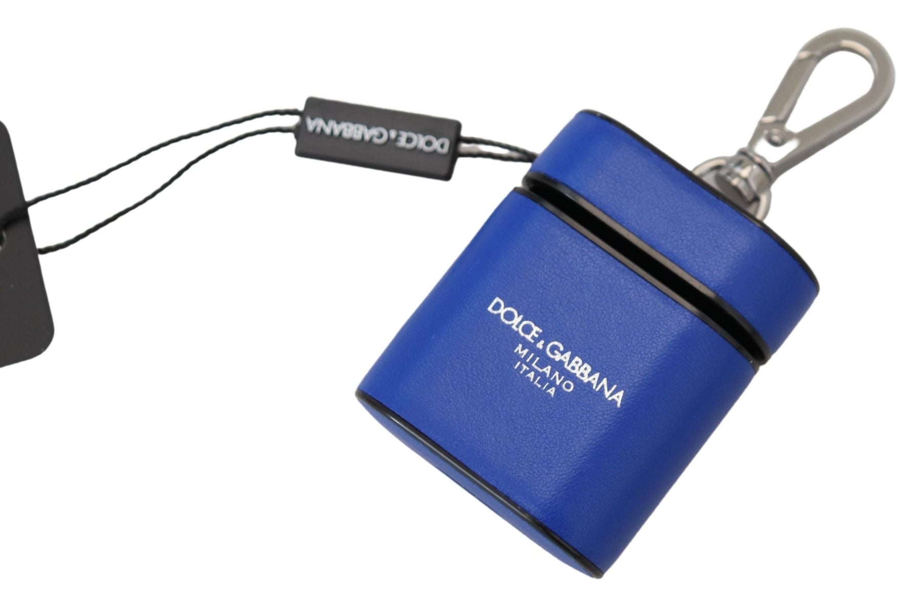 Dolce & Gabbana Blue Leather Silver Metal Logo Airpods Case | Regal Royce