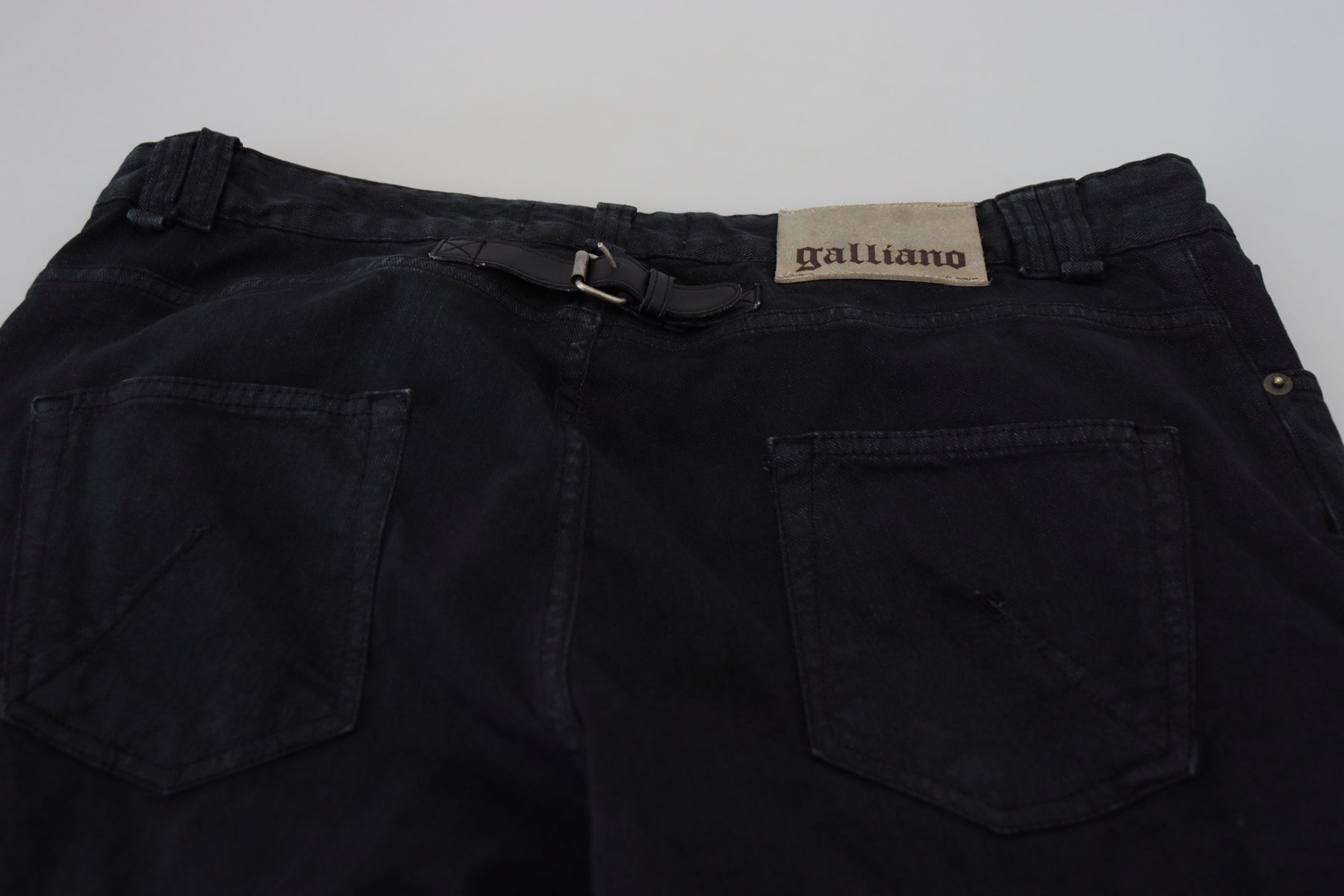 John Galliano Black Cotton Back Buckle Casual Denim Jeans | Regal Royce