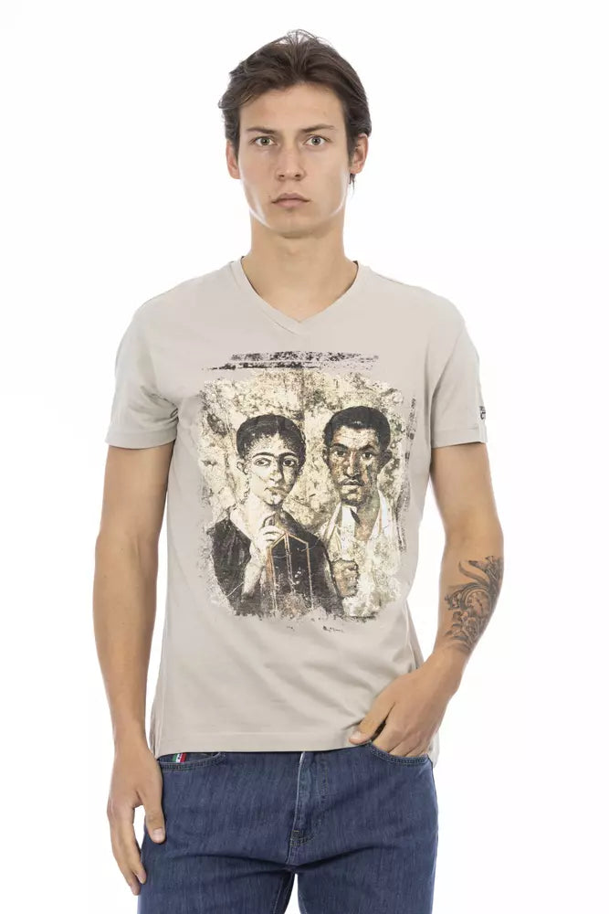 Trussardi Action Beige Cotton Men T-Shirt | Regal Royce