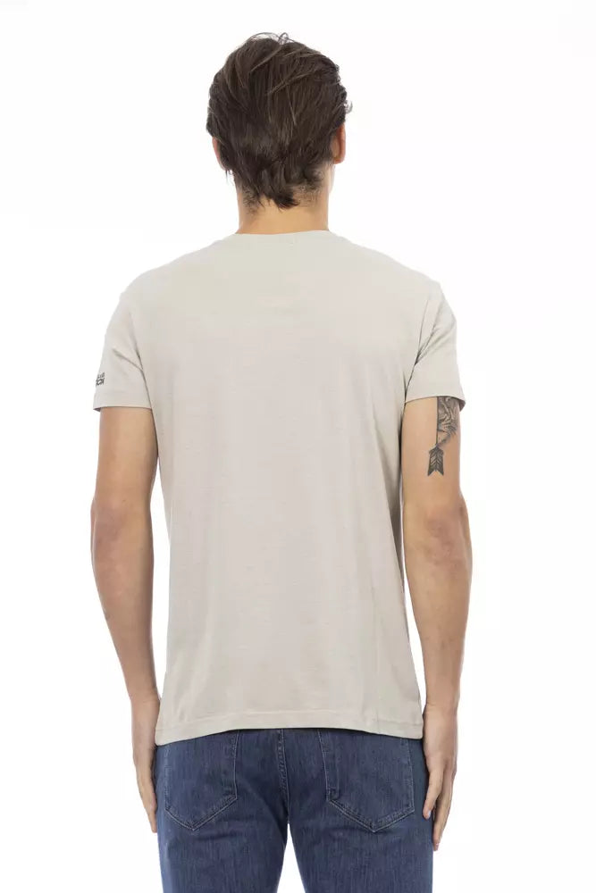 Trussardi Action Beige Cotton Men T-Shirt | Regal Royce