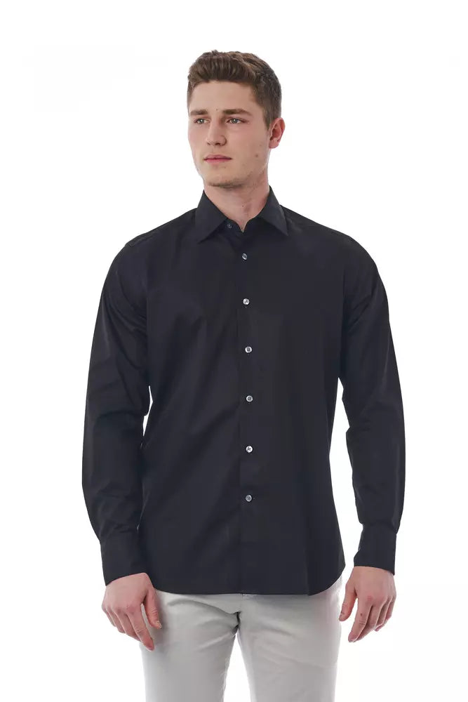 Bagutta Black Cotton Men Shirt | Regal Royce