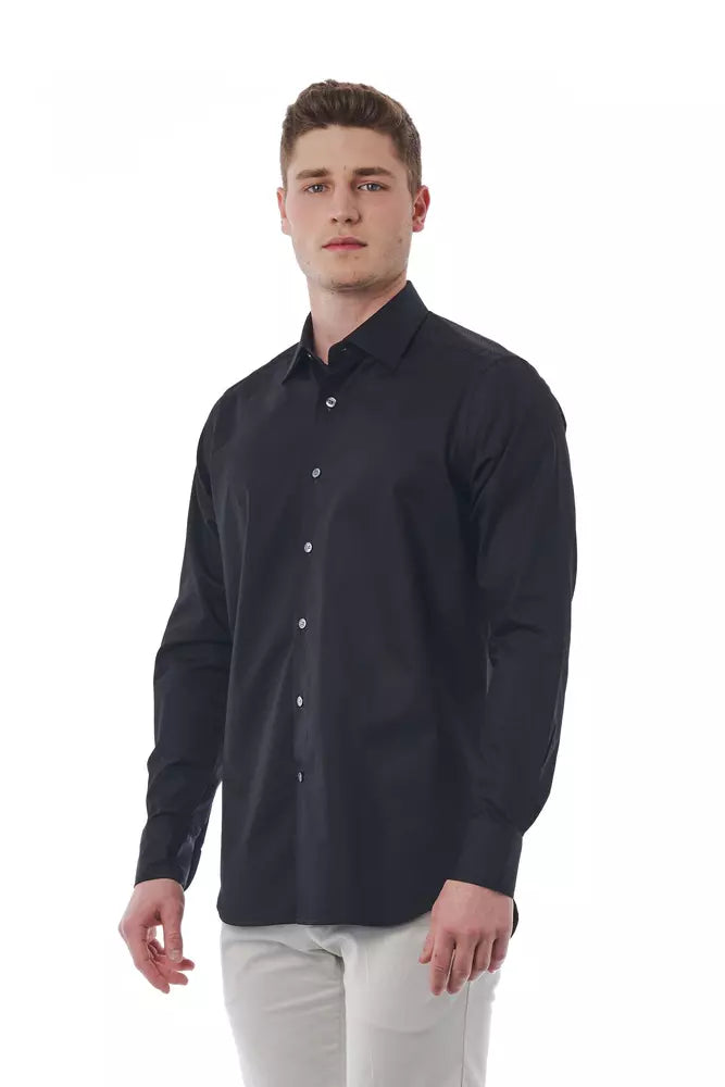 Bagutta Black Cotton Men Shirt | Regal Royce
