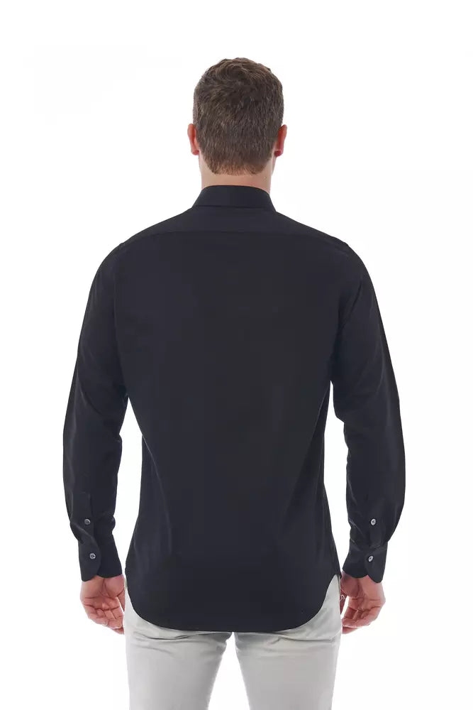 Bagutta Black Cotton Men Shirt | Regal Royce