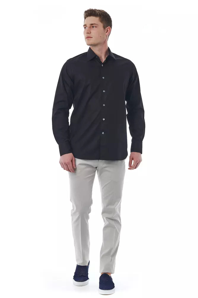 Bagutta Black Cotton Men Shirt | Regal Royce
