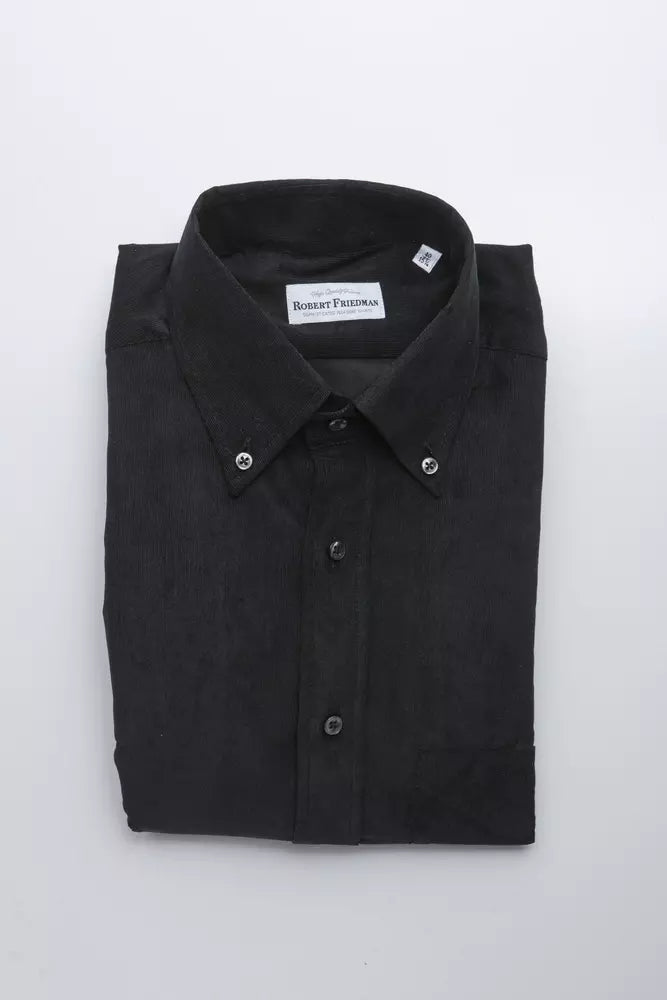 Robert Friedman Black Cotton Men Shirt | Regal Royce
