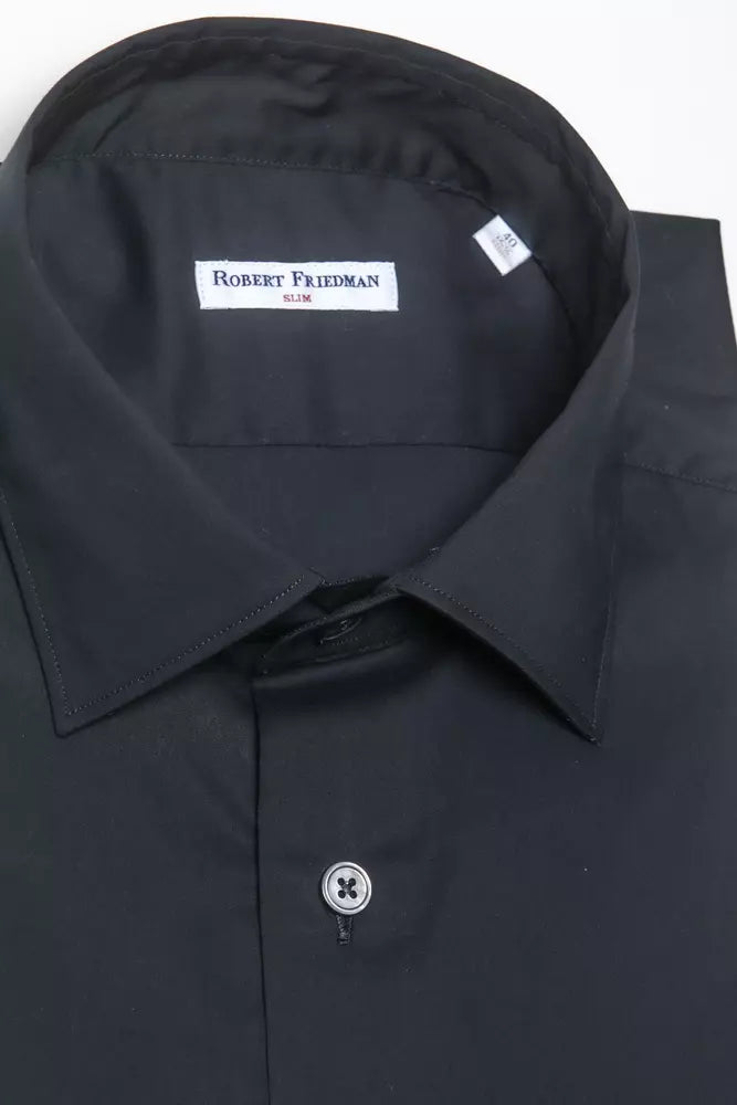 Robert Friedman Black Cotton Men Shirt | Regal Royce