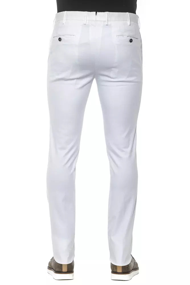 PT Torino White Cotton Men Slim Trouser | Regal Royce