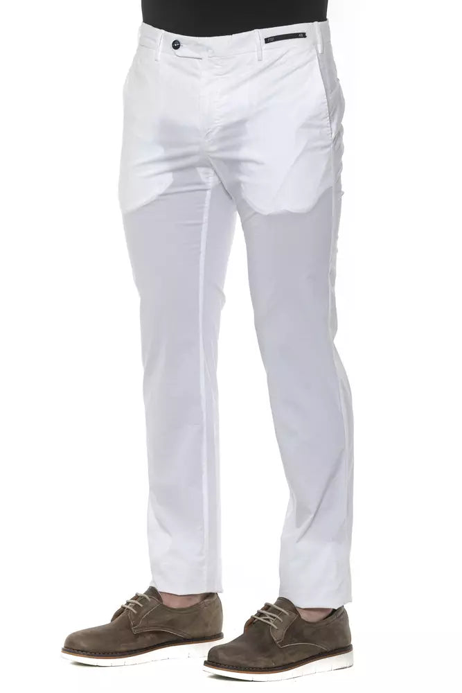 PT Torino White Cotton Men Slim Trouser | Regal Royce