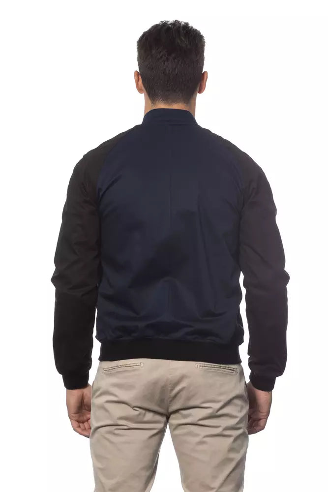 Verri Blue Cotton Men's Bomber Jacket | Regal Royce