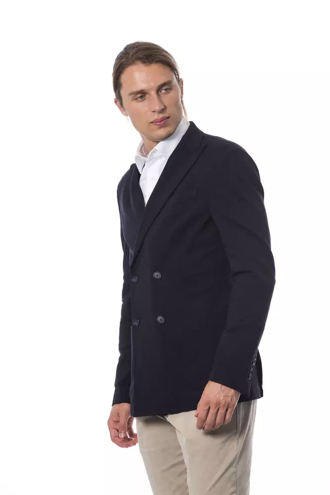 Verri Blue Viscose Men Blazer | Regal Royce
