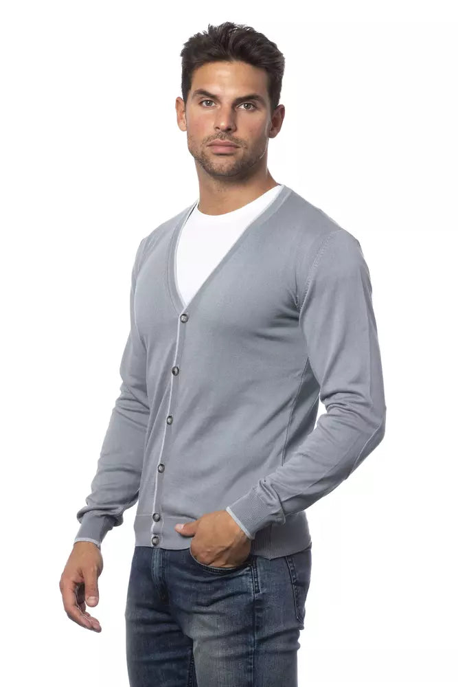 Verri Gray Cotton Men's Cardigan | Regal Royce