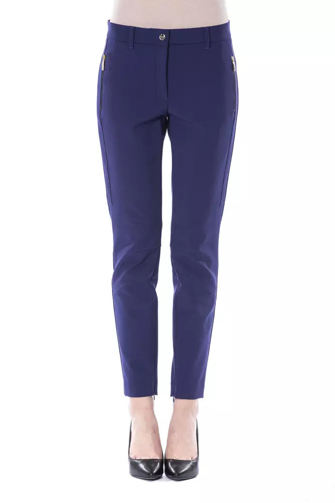 BYBLOS Blue Polyester Women's Slim-Fit Pant | Regal Royce
