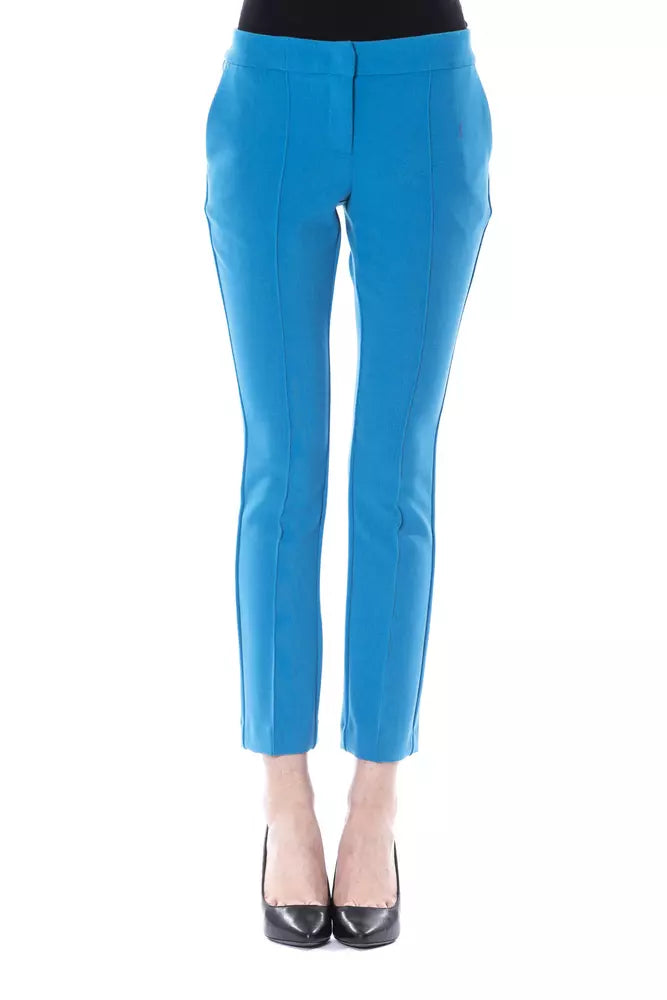 BYBLOS Light Blue Polyester Women Skinny Pant | Regal Royce