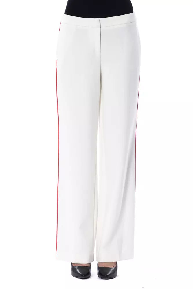 BYBLOS White Polyester Women Pants | Regal Royce