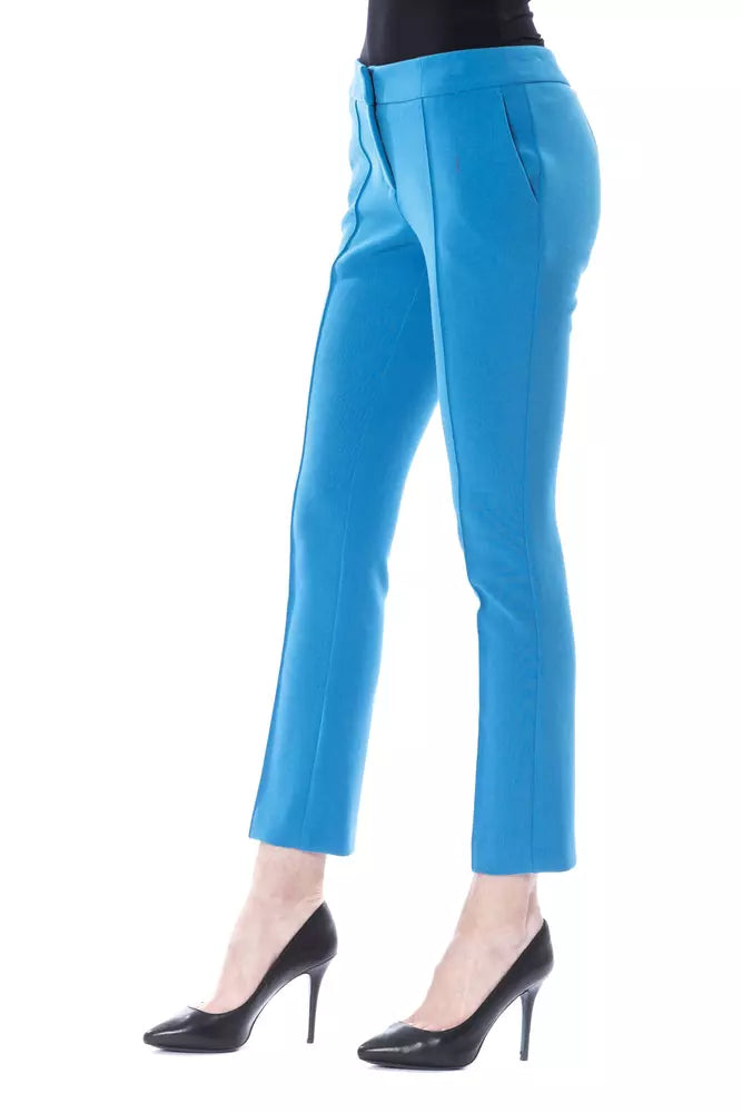 BYBLOS Light Blue Polyester Women Skinny Pant | Regal Royce