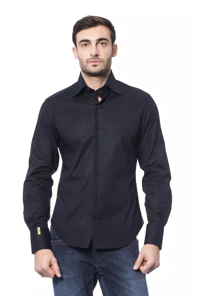 Billionaire Italian Couture Blue Cotton Men Shirt | Regal Royce