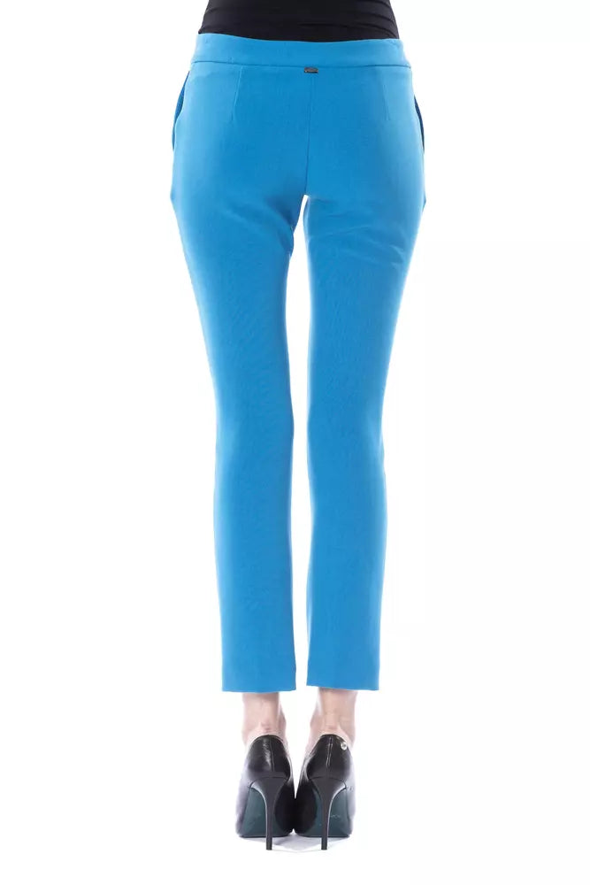 BYBLOS Light Blue Polyester Women Skinny Pant | Regal Royce