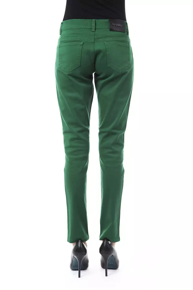 BYBLOS Green Cotton Women Pant | Regal Royce