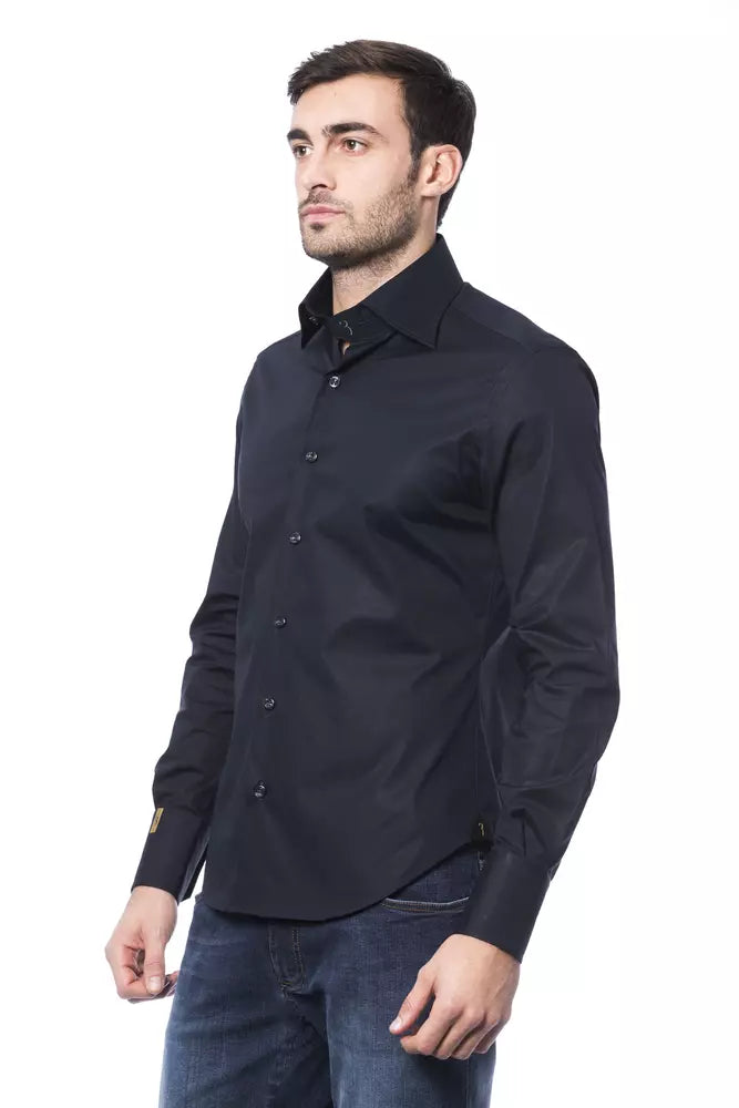 Billionaire Italian Couture Blue Cotton Men Shirt | Regal Royce