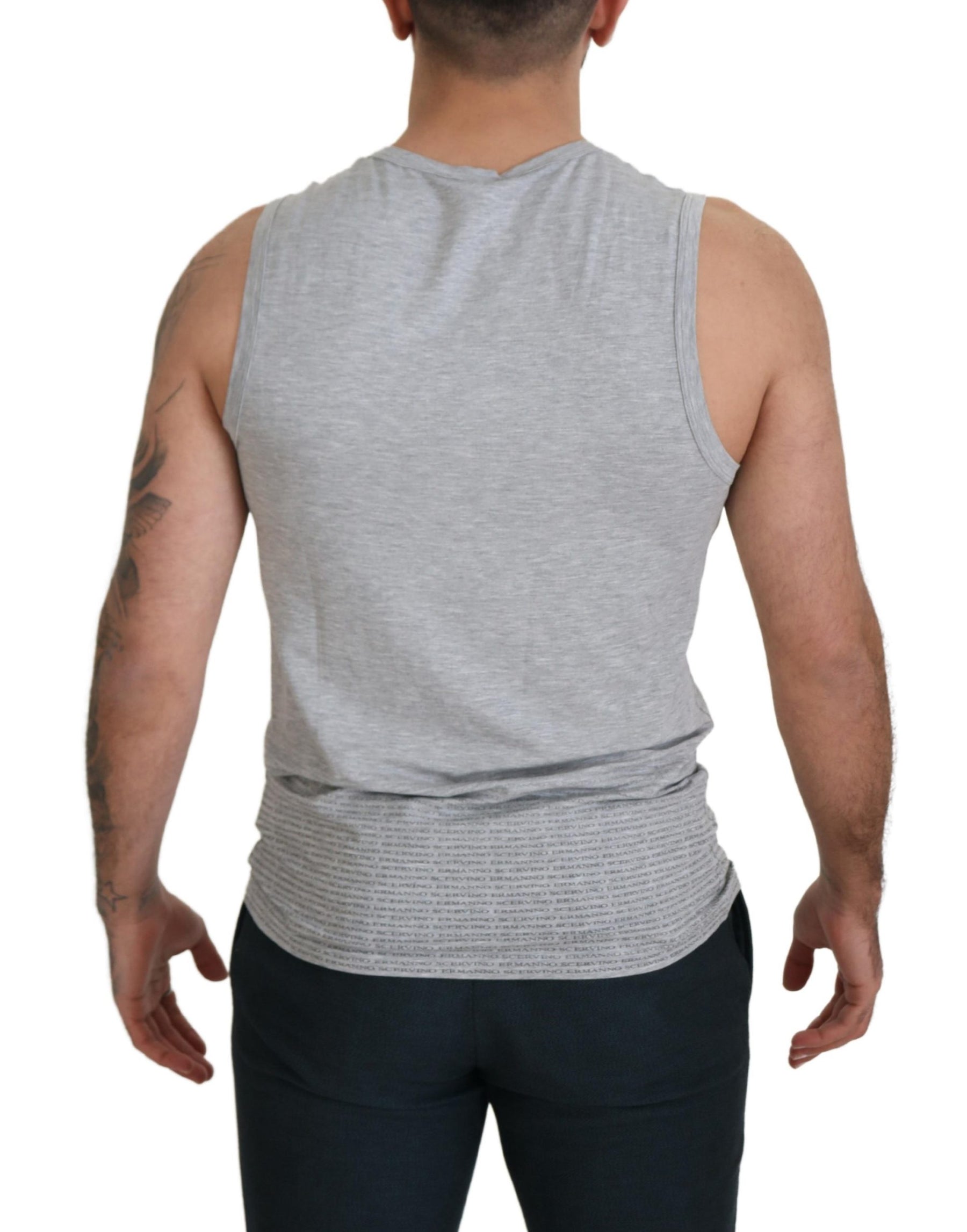 Ermanno Scervino Grey Sleeveless Men Pullover T-shirt | Regal Royce