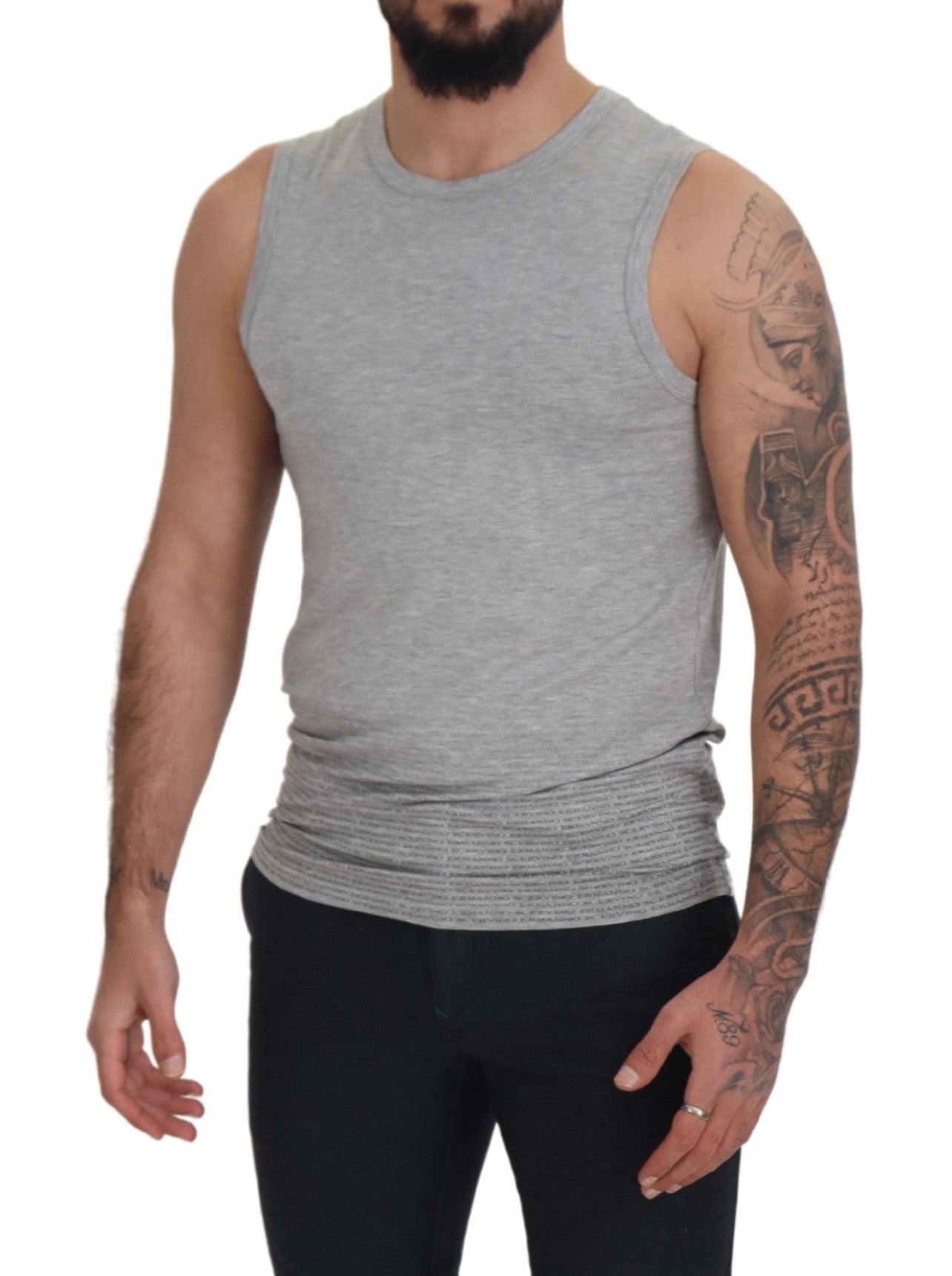 Ermanno Scervino Grey Sleeveless Men Pullover T-shirt | Regal Royce
