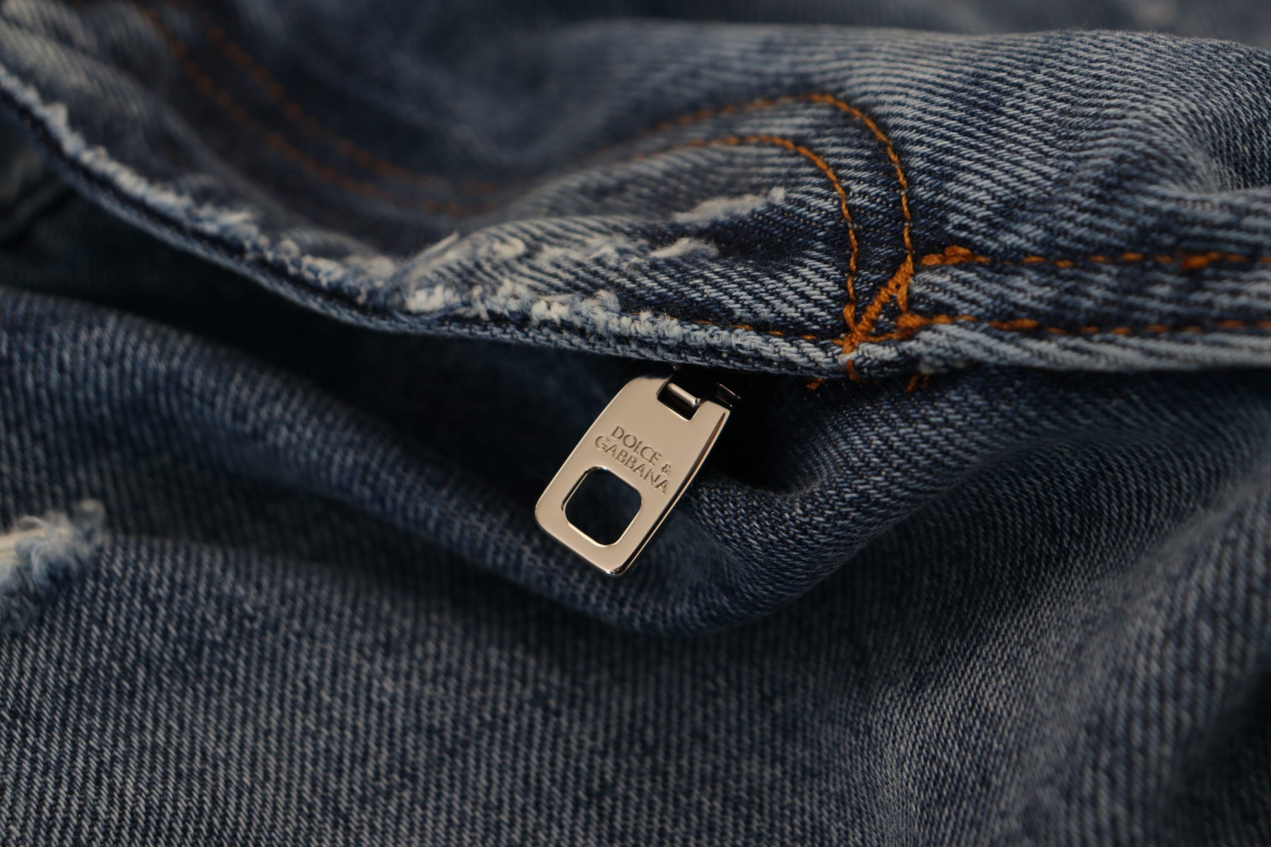 Dolce & Gabbana Blue Cotton Tattered Men Denim Jeans | Regal Royce