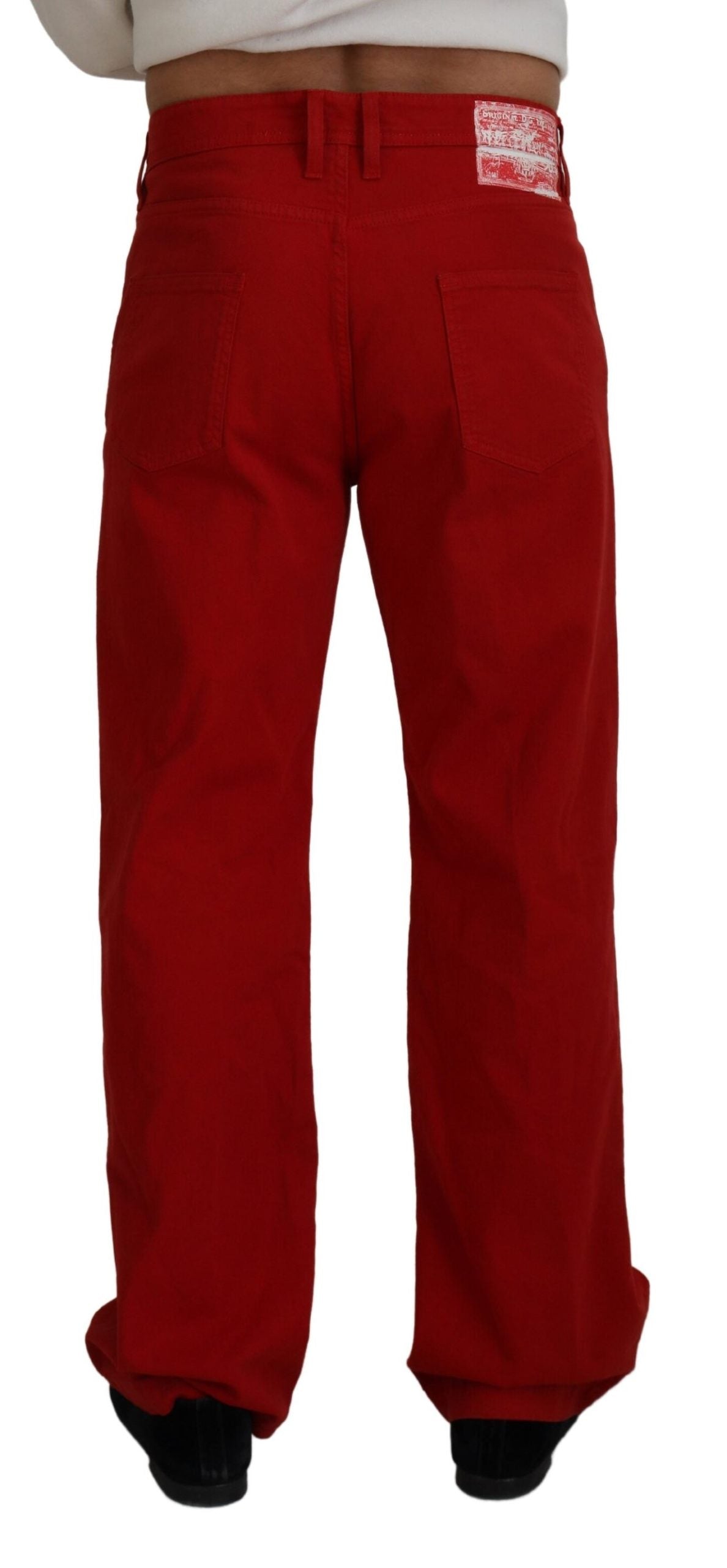 Dolce & Gabbana Red Cotton Straight Fit Men Denim Jeans | Regal Royce