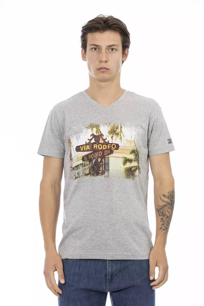 Trussardi Action Gray Cotton Men's T-Shirt | Regal Royce