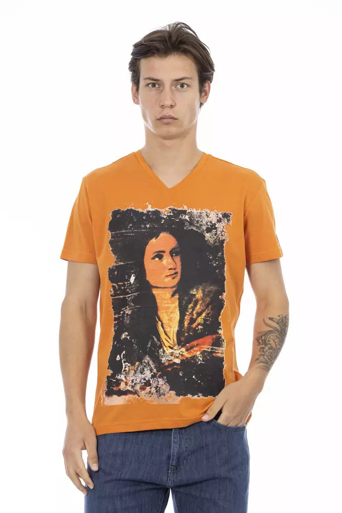 Trussardi Action Orange Cotton Men T-Shirt | Regal Royce