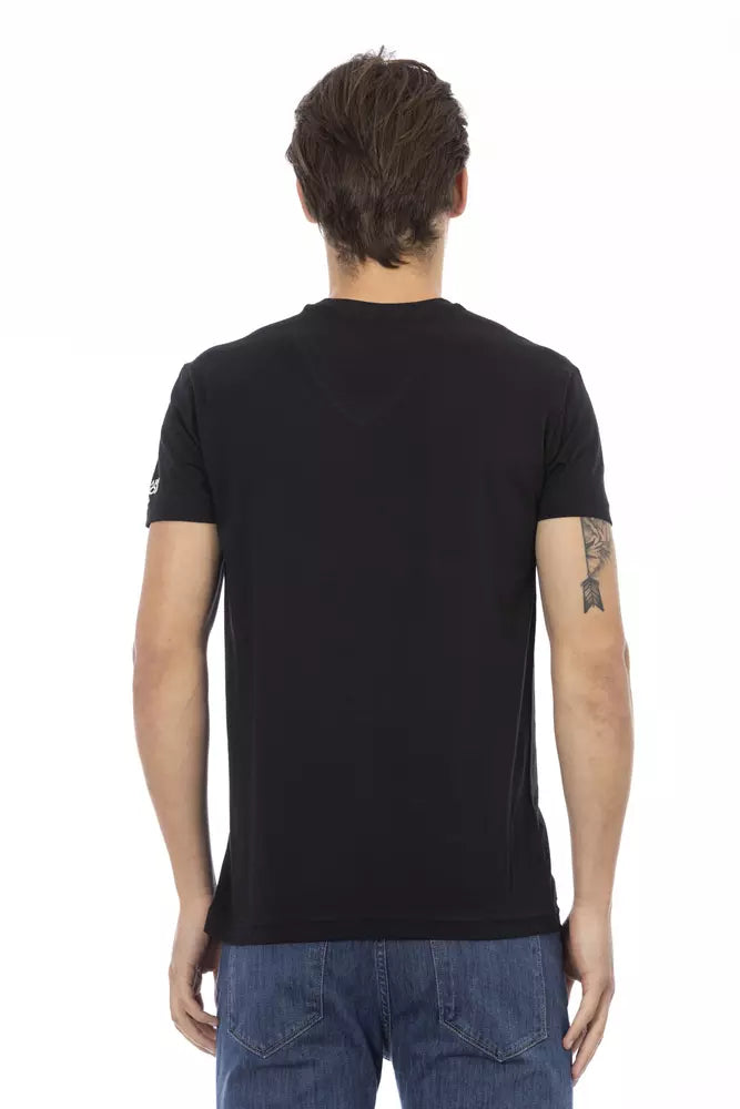 Trussardi Action Black Cotton Men's V-Neck T-Shirt | Regal Royce
