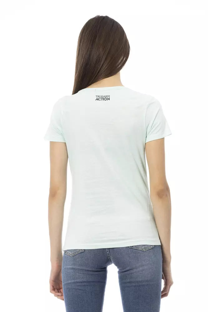 Trussardi Action Light Blue Cotton Women T-Shirt | Regal Royce