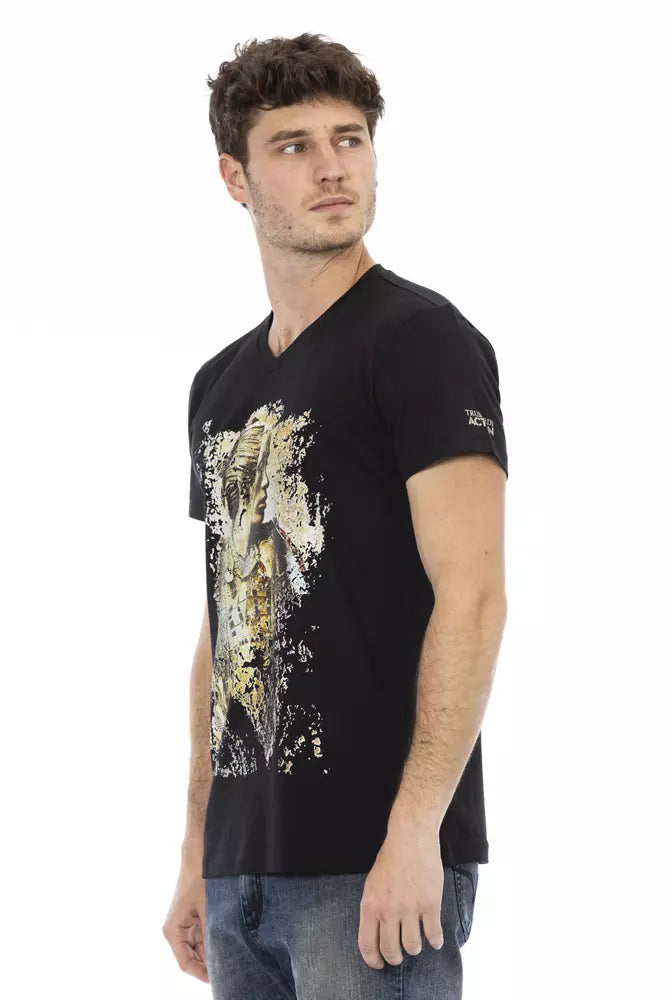 Trussardi Action Black Cotton Men T-Shirt | Regal Royce
