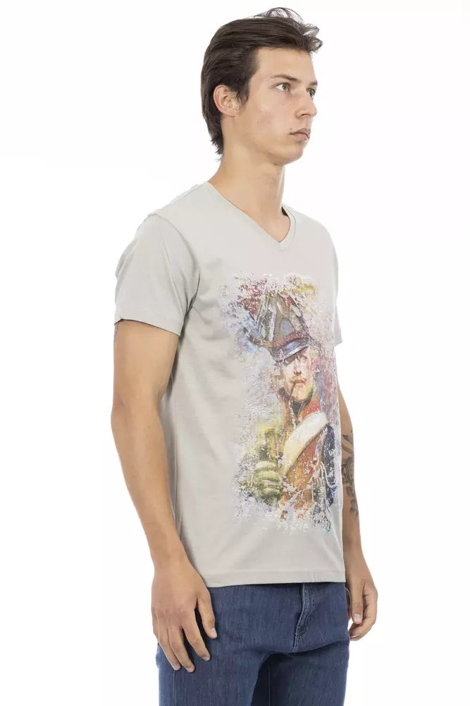 Trussardi Action Gray Cotton Men T-Shirt | Regal Royce