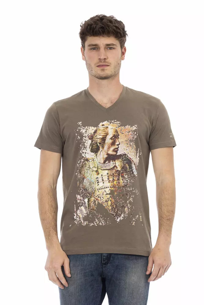 Trussardi Action Brown Cotton Men T-Shirt | Regal Royce